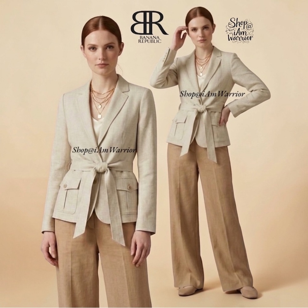 Banana Republic ecru belted belt safari jacket *shop@iamwarrior